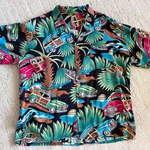 Retro Hawaiian Shirt - Woody Wagons - Size Large